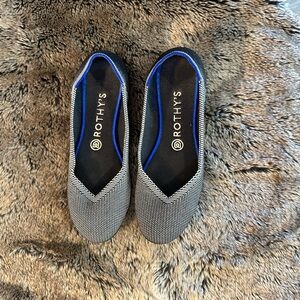 Rothy’s Birdseye Round Grey Retired Color Knit Washable Flats Shoes, Size 8